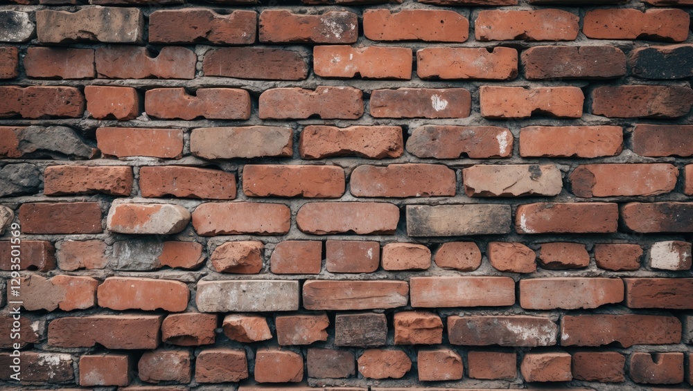 Aufkleber weathered red brick wall texture with uneven surface and color variations showcasing rustic charm and historical character