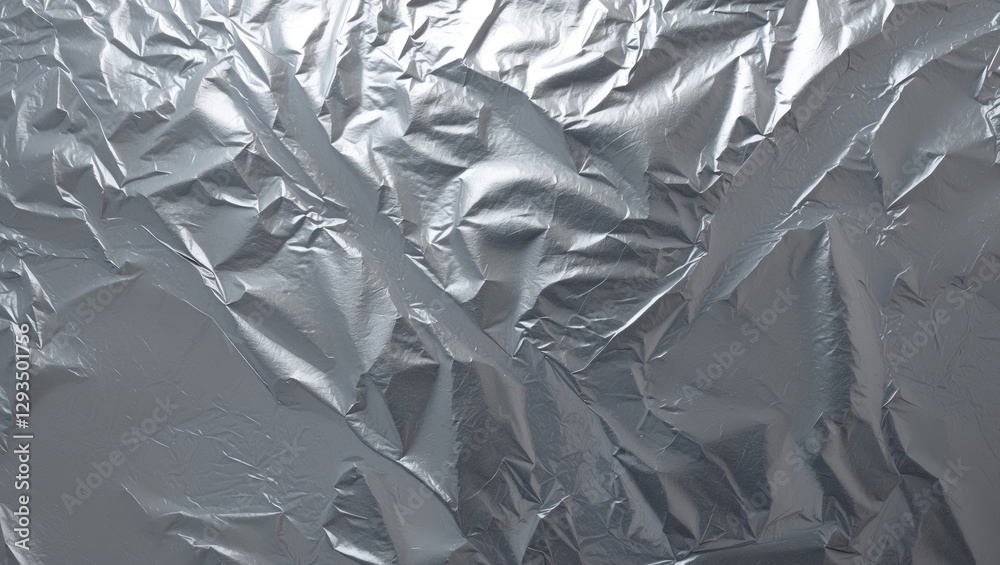 Aufkleber Metallic silver foil textured background with crumpled surface reflecting light for creative design projects and elegant presentations