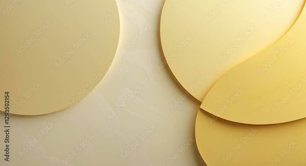 Aufkleber Yellow Abstract Background with Soft Curves and Text Space for Design or Creative Projects