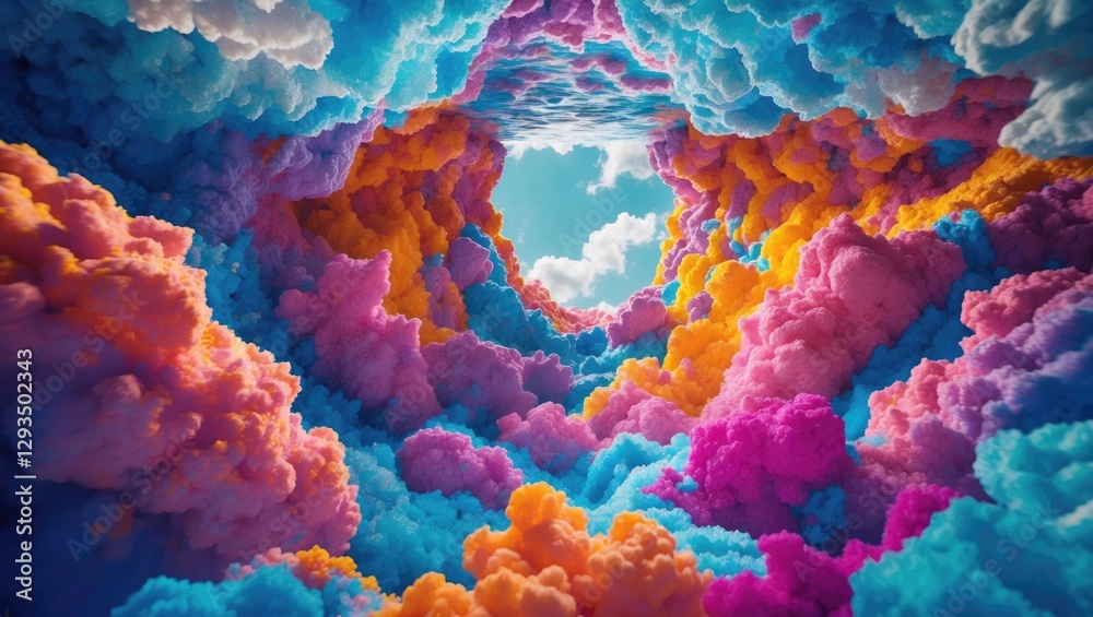 Aufkleber Vibrant Colorful Cloudscape with Open Sky and Blank Space for Text Overlay