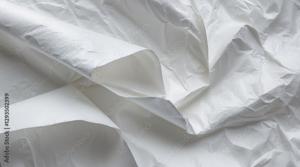 Aufkleber Wrinkled white paper texture close-up creating an abstract background for design or creative projects.