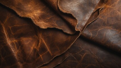 Rich vintage leather texture background showcasing natural creases and warmth of aged materials for elegant design projects