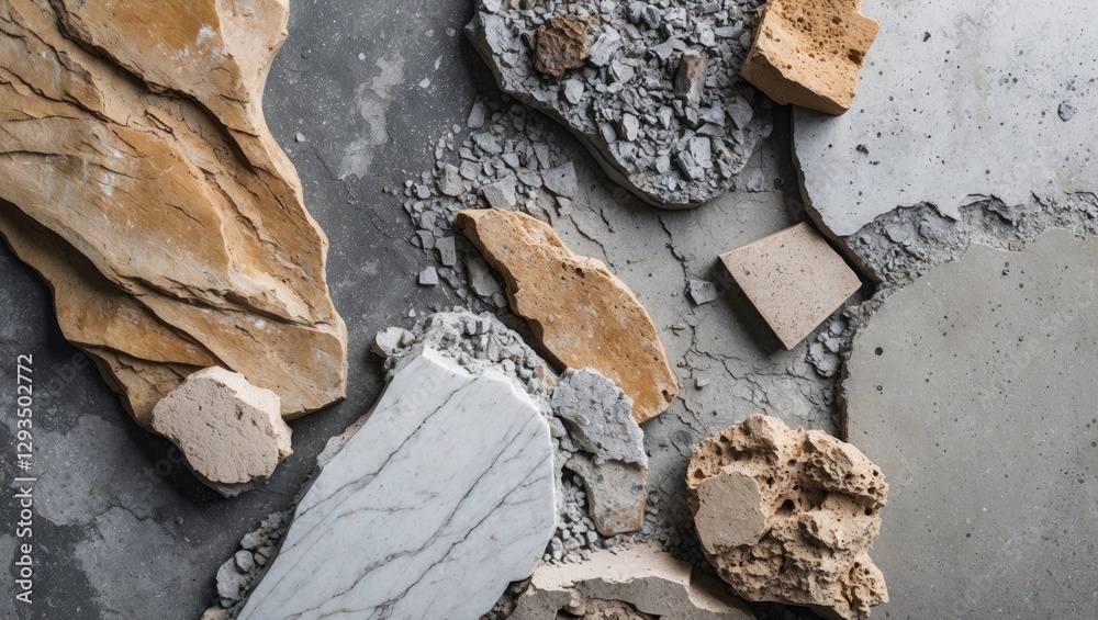 Poster diverse array of textured surfaces including marble, concrete, and stone for architectural and desig