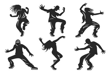 set of Street Dance silhouette vector illustration