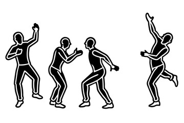 set of Street Dance silhouette vector illustration