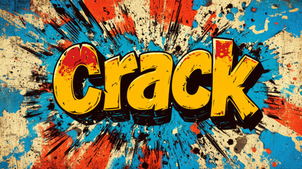 Bold, colorful graffiti-inspired text with splashes and comic-style effects. Concept conveys excitement and energy. For comics or graphic design projects