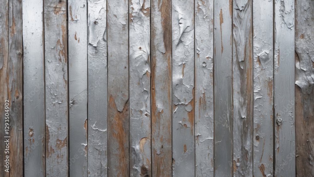Poster weathered silver-painted wooden planks creating a rustic and textured background ideal for artistic 