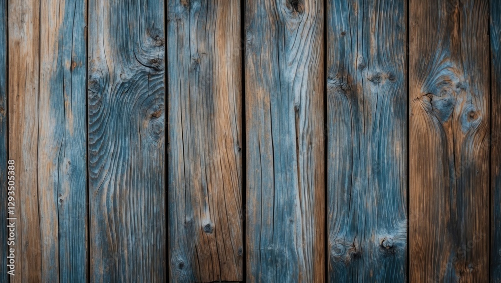 Aufkleber Wooden texture background with blue hues and natural grain patterns ideal for rustic or calming design projects.
