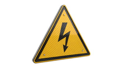 high voltage warning sign isolated on white