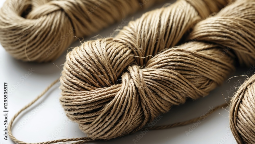 Poster natural jute twine skein bundled and isolated on a clean background perfect for crafting and home de