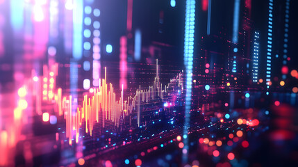 Dynamic data visualization global markets ultrahd vibrant stock trend prediction digital environment abstract concept