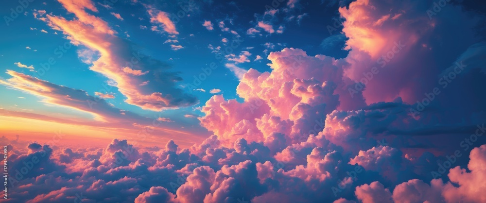 Poster vibrant sunset sky with colorful clouds creating a dramatic and serene atmosphere perfect for nature
