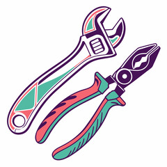 Wrench & pliers silhouette vector illustration