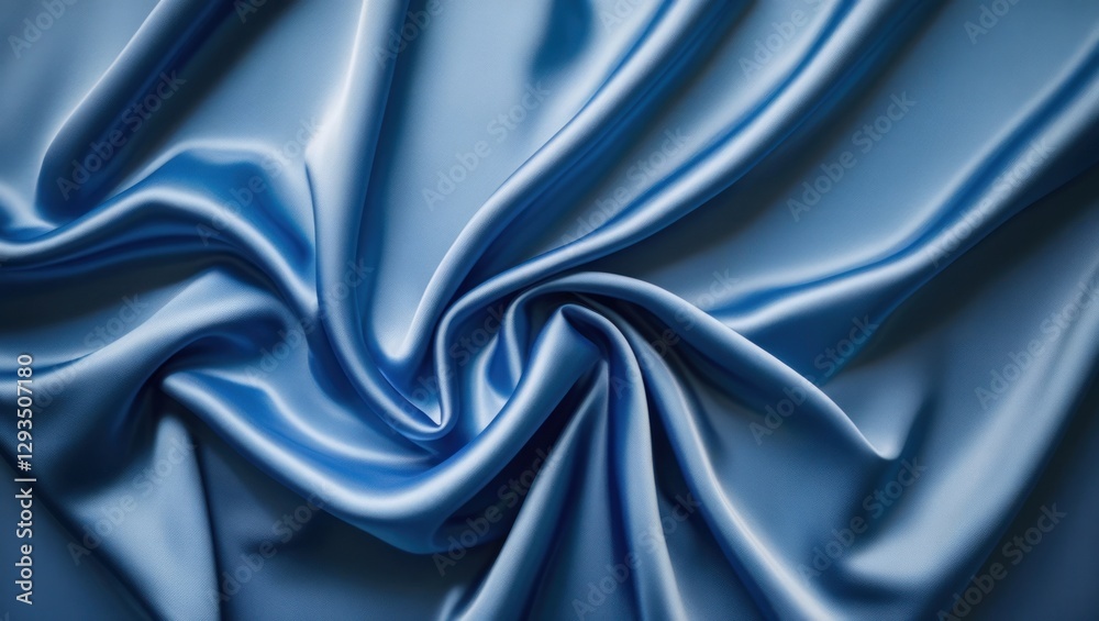 Poster Elegant silky blue fabric texture with soft folds and smooth lines for stylish background or design use.