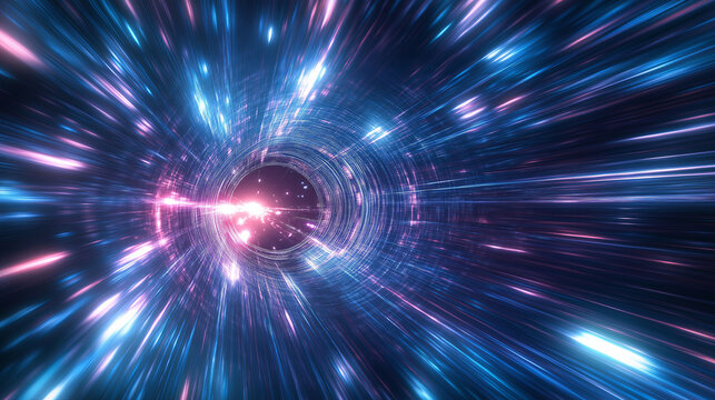 A time-travel wormhole surrounded by streaks of light