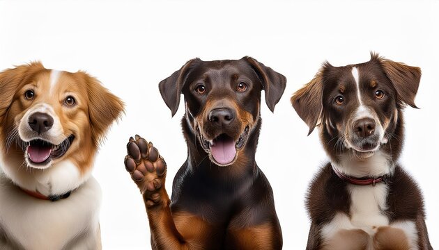 Playful Paws in Motion A Joyous Canine High Five Moment Captured in Striking Black and White against a Transparent Background, Embracing the Spirit of Camaraderie and Friendship.