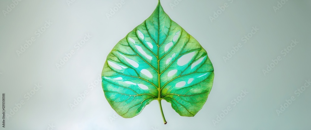 Poster Translucent skeleton leaf with intricate veins displayed against a minimalistic white background enhancing its natural beauty and detail.