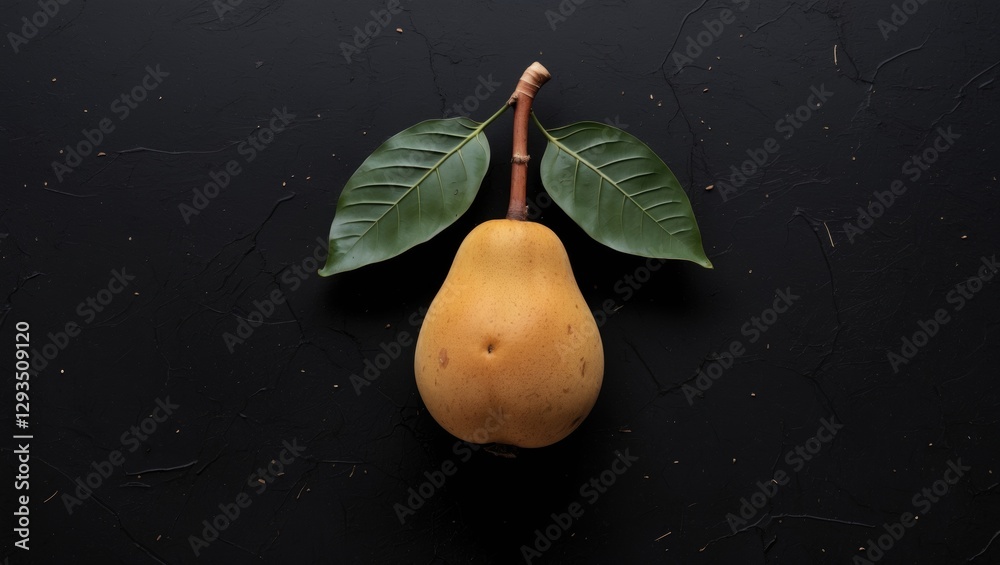 Poster traditional salak fruit with green leaves on a dark surface showcasing its unique shape and texture 
