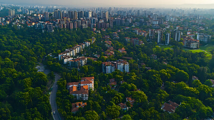Aerial View Urban Landscape Illustration
