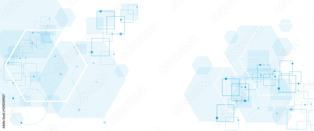 Poster blue and white background, technology background design and communication connection.