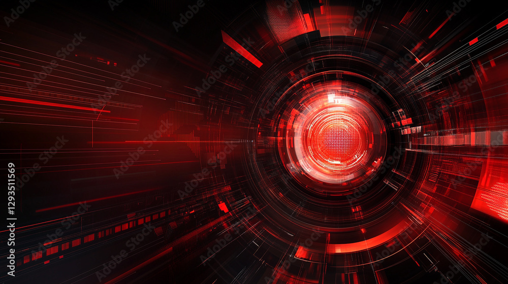 Poster abstract red technology background digital futuristic design interface dark data lines light speed
