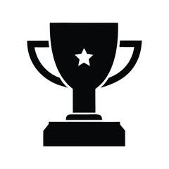 black and white trophy cup isolated on white background symbolizing achievement and victory