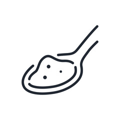 Spoon with sugar editable stroke outline icon isolated on white background flat vector illustration. Pixel perfect. 64 x 64.