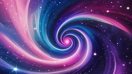 Vibrant spiral galaxy in pinks, blues, and purples with scattered stars. Cosmic and mesmerizing, evoking wonder and the vastness of space.