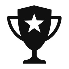 black and white trophy cup isolated on white background symbolizing achievement and victory