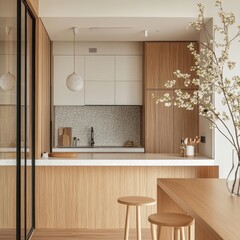 A Minimalist and Modern Kitchen with a Decorative White Appearance