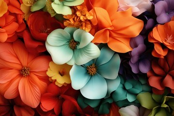 Obraz premium Colorful arrangement of flowers showcasing vibrant hues and intr