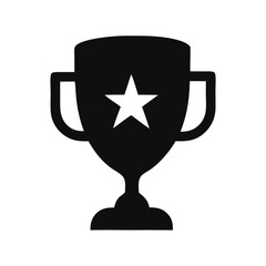 black and white trophy cup isolated on white background symbolizing achievement and victory