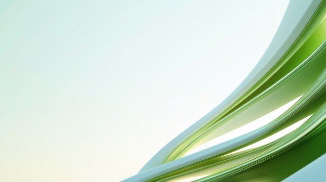 Soft green curves flow gracefully across light backdrop, evoking