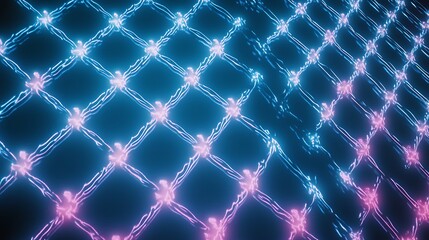 Abstract Glowing Grid Pattern Neon Lights Design