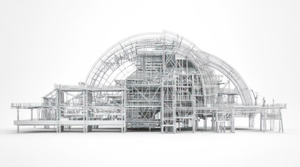 Naklejka premium Industrial plant design, white background, 3D model, engineering