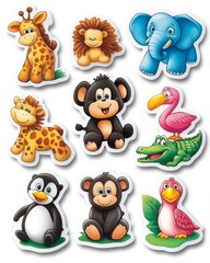 Whimsical Zoo Animal Sticker Set Inspired by Colorful Art for Children