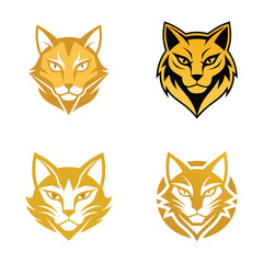 Golden Cat Head Icon Logo Bundle Vector Illustration.