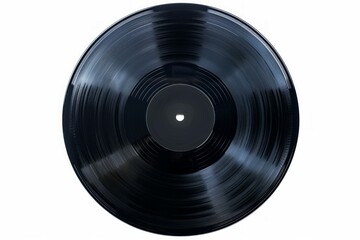 Obraz premium Black vinyl record on solid white background. Neural network AI generated