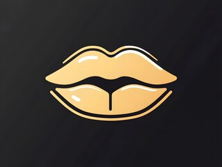 Obraz premium Yellow Glossy Lips Lipstick Kiss Mouth cosmetics beauty