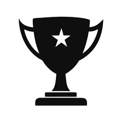 black and white trophy cup isolated on white background symbolizing achievement and victory