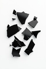 Abstract composition of fragmented shapes in black, showcasing d