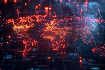 Fototapeta premium Global Network Digital Map Circuitry