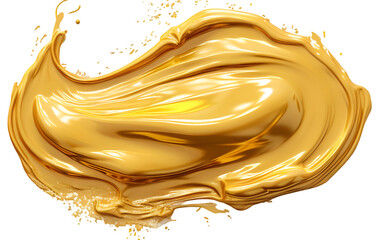 Fototapeta premium Shiny gold paint swirl with glossy texture, isolated on transparent background, cut out 