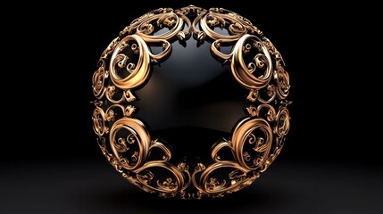 A Spherical Ornament Decorated With Ornate Gold Filigree Design