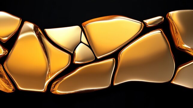 Eternal gold background with polished metal rock texture and reflective shard pattern