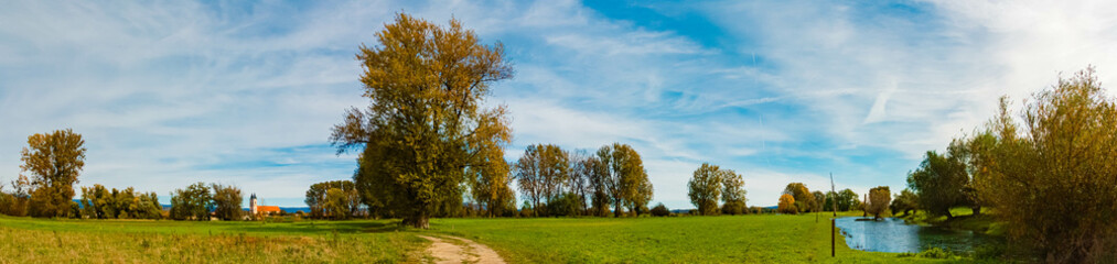 Autumn or indian summer view at Thundorf, Osterhofen, Deggendorf, Bavaria, Germany