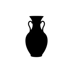 Black Ceramic vase silhouette vector illustration on white background
