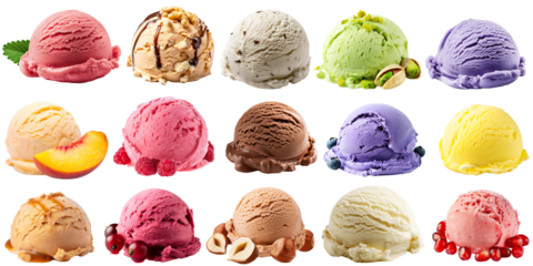 Verschiedene eiskugeln isoliert auf weißen Hintergrund, Freisteller 