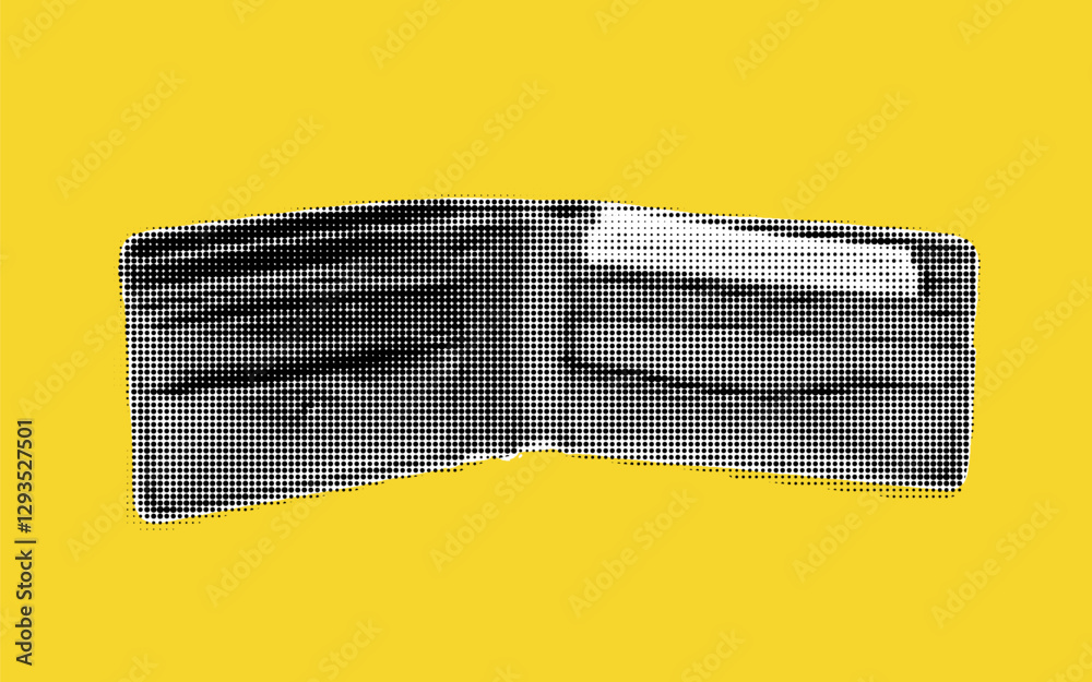 Poster collage of a wallet with vibrant halftone effects against a bold yellow backdrop