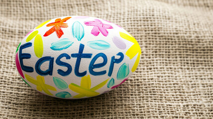 Beautifully Painted Easter Egg, Handmade Design with Bright Colors and Festive Decorations
